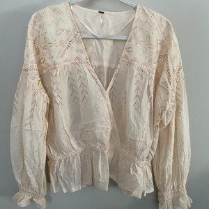 free people cream blouse with glitter detail W's L